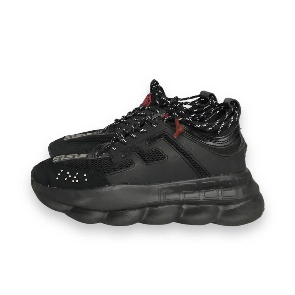 Versace Chain Reaction Sneakers Triple Black EU 45 US 12 Chunky Designer Sneaker